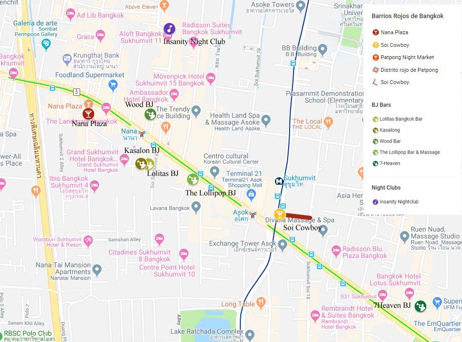 Mapa BJ Bars Bangkok