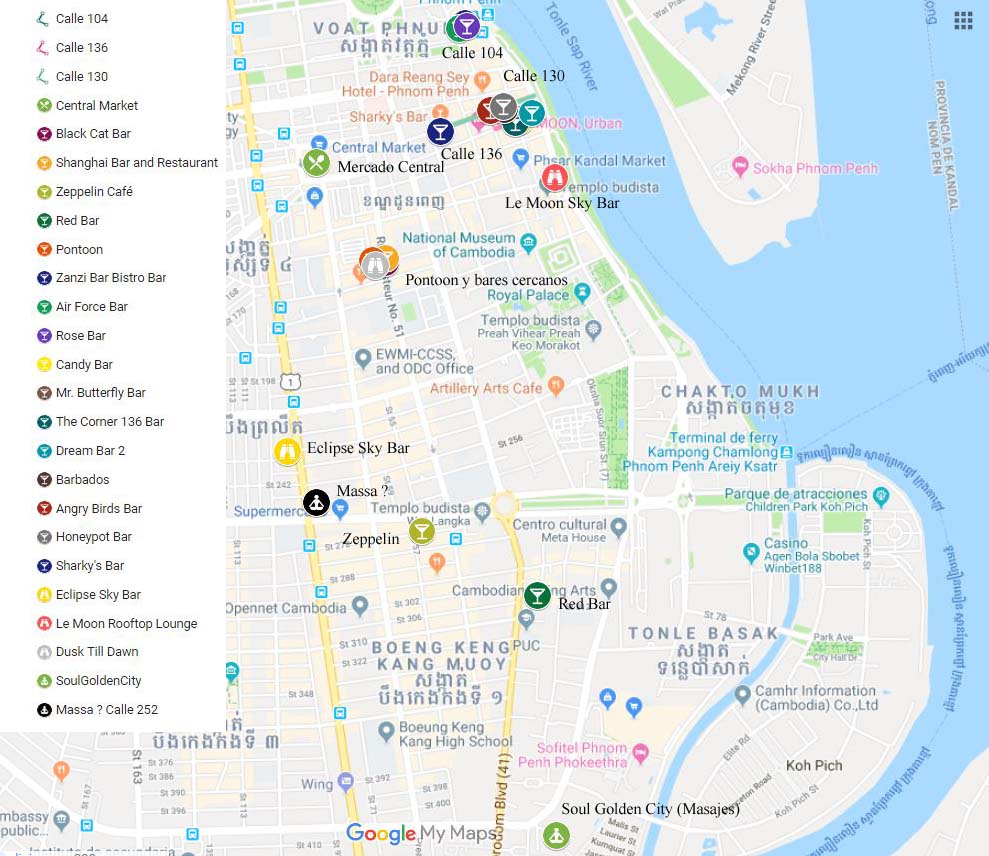 Mapa de bares de Nom Pen